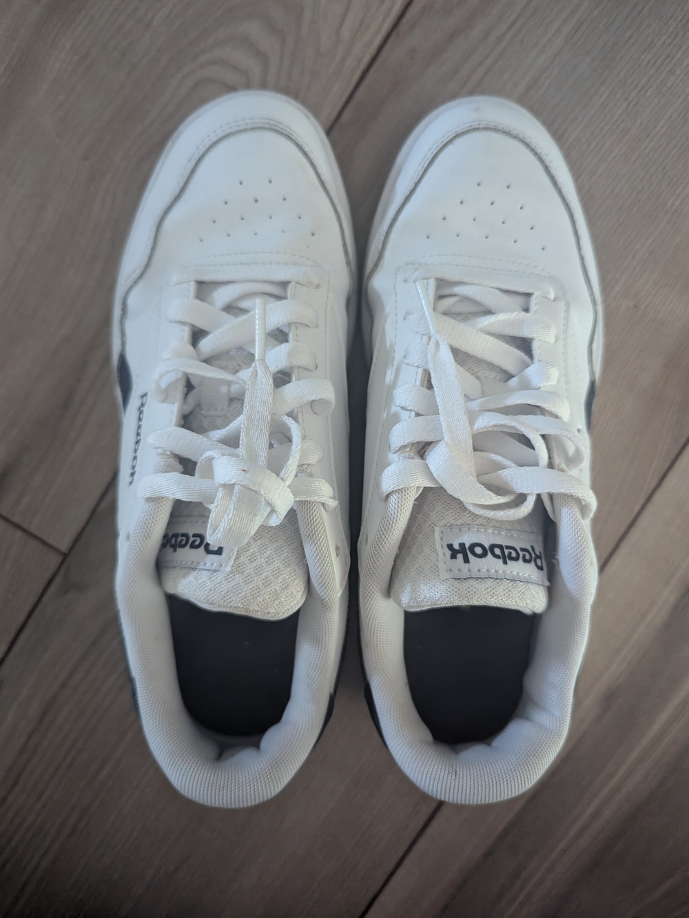 Reebok Men’s White Sneakers with Navy Accents